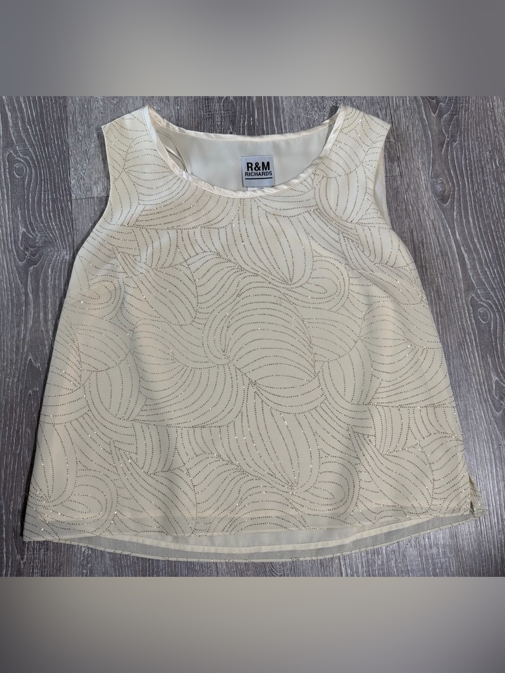 R&M Richards Ivory Metallic Swirl Sleeveless Camisole